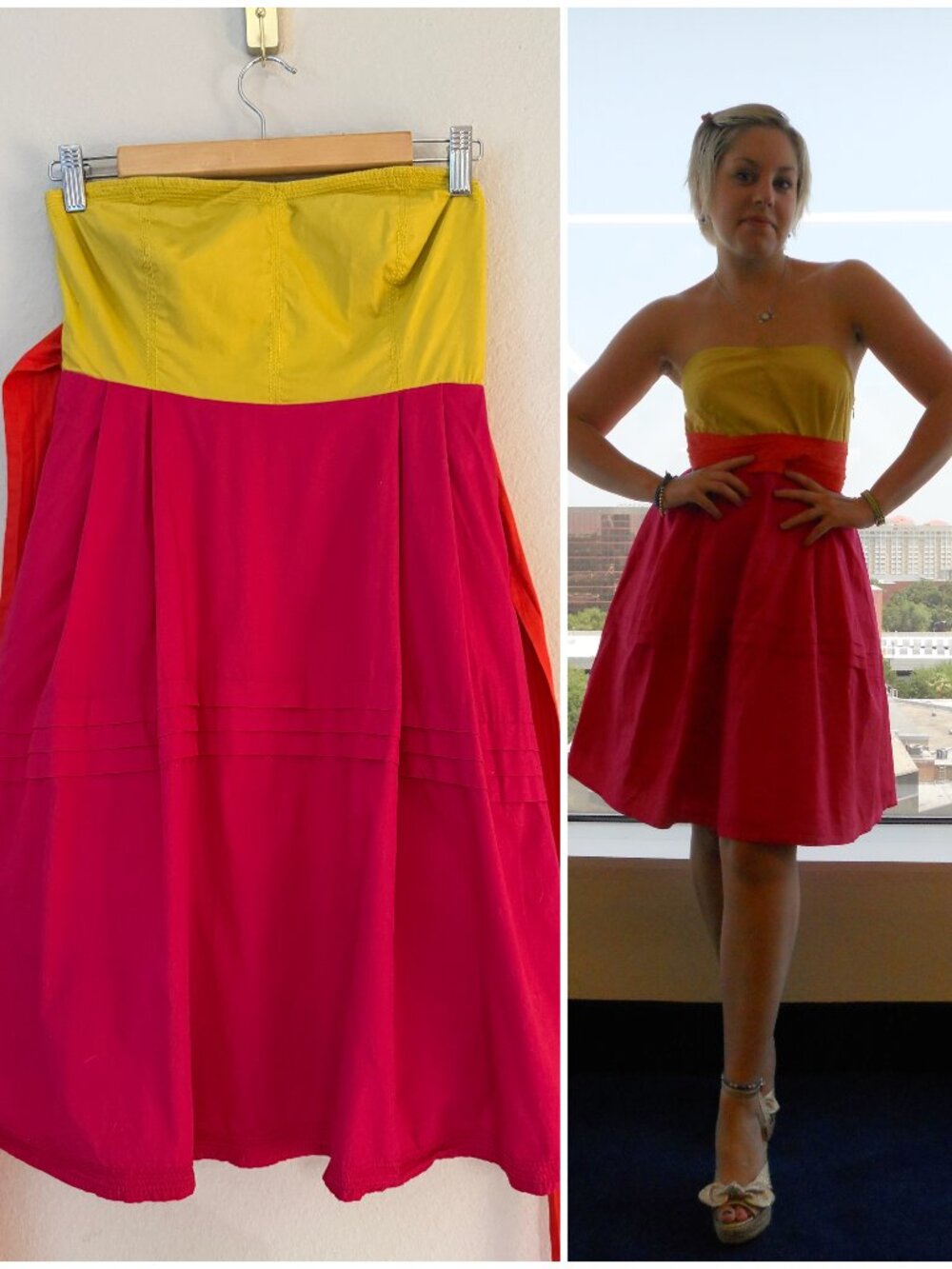 Y2K Maeve Anthropologie Strapless Colorblock Bright Summer Dress 0